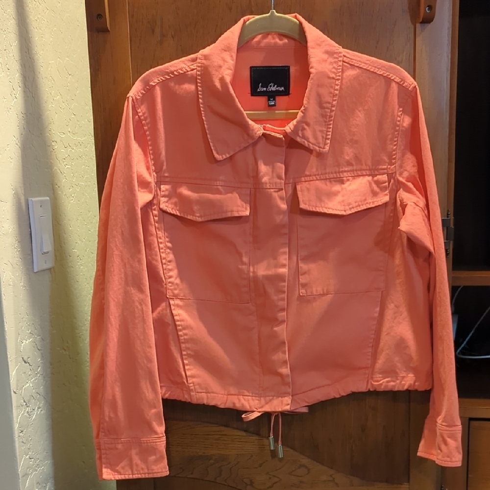 Sam Edelman Cropped Cotton Bomber in Summer Orange (Size M)